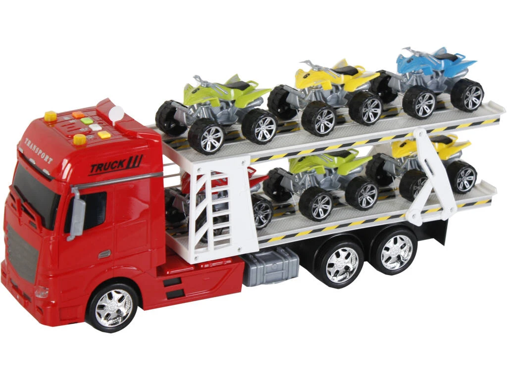 Camion Rojo Friccion con Remolque y 6 vehiculos Camion Rojo Friccion Con Remolque Y 6 Vehiculos -Niños Juguetes Tienda 1011141661g00