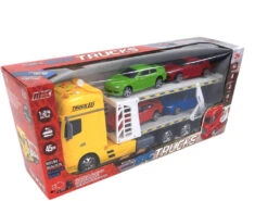 Camion Amarillo Friccion Con Remolque Y 4 Vehiculos -Niños Juguetes Tienda 1011141665g01