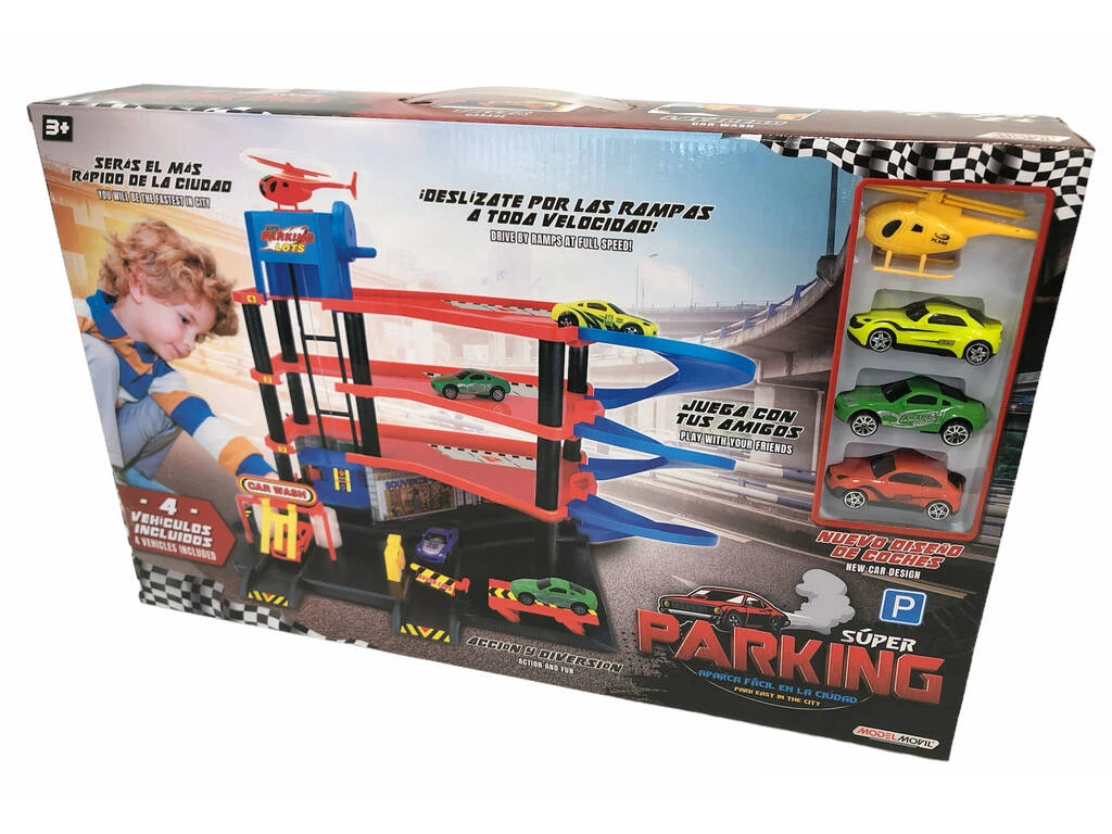 Super Parking Central 4 Plantas con 4 Vehículos Super Parking Central 4 Plantas Con 4 Vehículos -Niños Juguetes Tienda 11037641g01