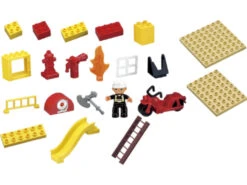 Cubo Bloques Construcción Bomberos 31 Piezas