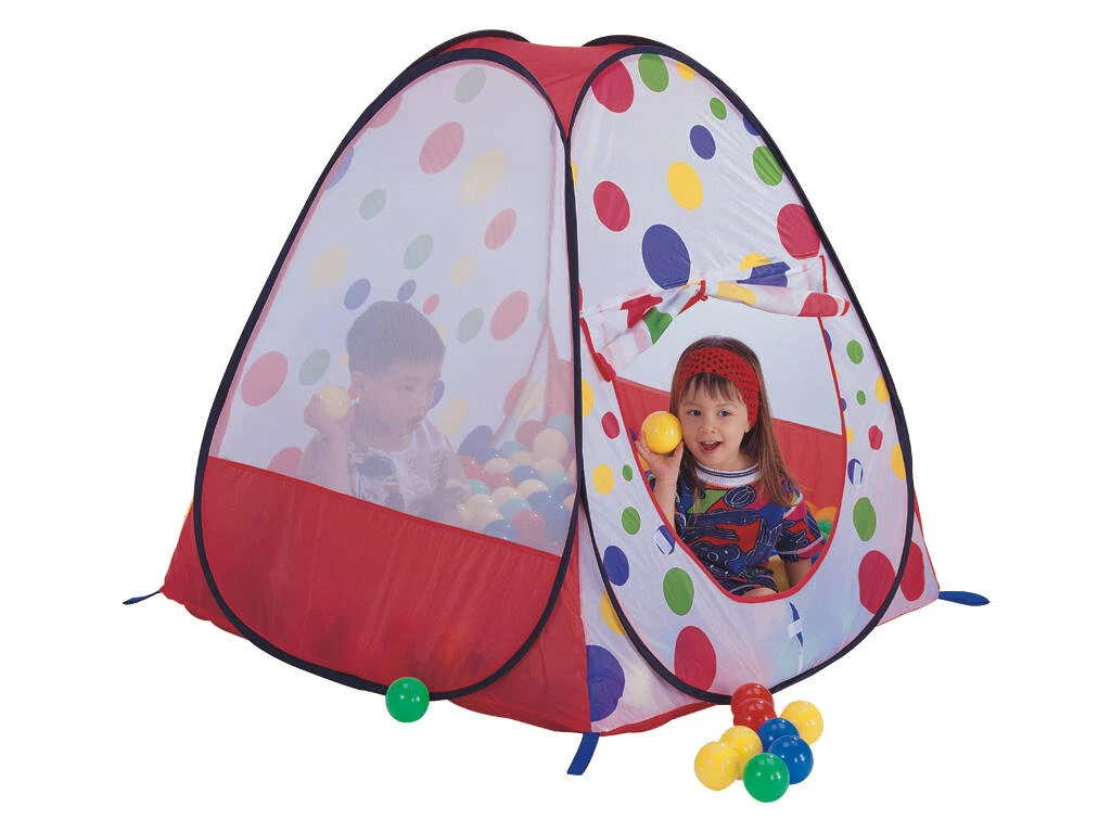 Casita de Tela de Colores 108x108x105cm Con 100 Bolas 7cm Casita De Tela De Colores 108x108x105cm Con 100 Bolas 7cm -Niños Juguetes Tienda 18213g00