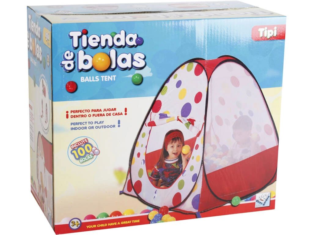 Casita de Tela de Colores 108x108x105cm Con 100 Bolas 7cm Casita De Tela De Colores 108x108x105cm Con 100 Bolas 7cm -Niños Juguetes Tienda 18213g01