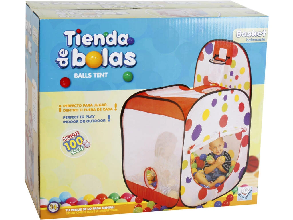 Casa de Tela Canasta 86x86x78.5cm Con 100 Bolas 7cm Casa De Tela Canasta 86x86x78.5cm Con 100 Bolas 7cm -Niños Juguetes Tienda 18214g01
