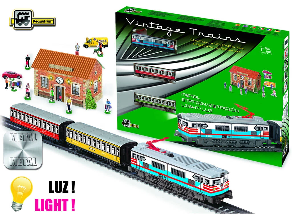 Tren Eléctrico Clásico con Locomotora Azul y Estación Pequetren 302 Tren Eléctrico Clásico Con Locomotora Azul Y Estación Pequetren 302 -Niños Juguetes Tienda 1911145093g01