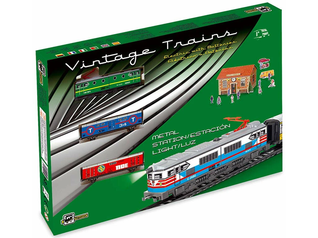 Tren Eléctrico Mercancías con Locomotora Verde y Estación Pequetren 303 Tren Eléctrico Mercancías Con Locomotora Verde Y Estación Pequetren 303 -Niños Juguetes Tienda 1911145094g00
