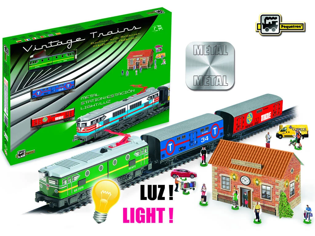 Tren Eléctrico Mercancías con Locomotora Verde y Estación Pequetren 303 Tren Eléctrico Mercancías Con Locomotora Verde Y Estación Pequetren 303 -Niños Juguetes Tienda 1911145094g01