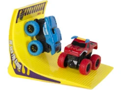Monster Truck Vehículos Acróbatas Con Rampa Azul Y Rojo