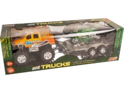 Vehículo Todo Terreno Amarillo Con Remolque Y Moto