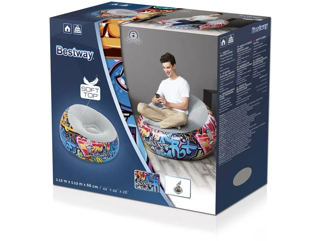 Sillón Hinchable Graffiti 112x112x66 cm. Bestway 75075 Sillón Hinchable Graffiti 112x112x66 Cm. Bestway 75075 -Niños Juguetes Tienda 1999957722g01