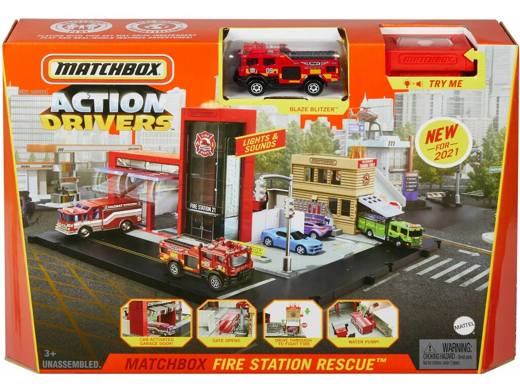 Matchbox Action Drivers Estación de Bomberos con Sonido Mattel HBD76 Matchbox Action Drivers Estación De Bomberos Con Sonido Mattel HBD76 -Niños Juguetes Tienda 1999958091g01