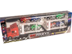 Camión Portamotos Rojo Con Remolque Y 8 Motos