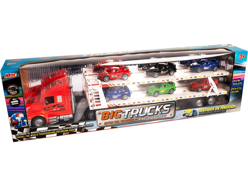 Camión Portacoches Rojo con 6 Coches Camión Portacoches Rojo Con 6 Coches -Niños Juguetes Tienda 1999961203g00