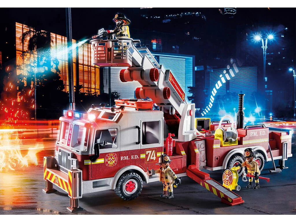 Playmobil Vehículo Bomberos US Tower Ladder 70935 Playmobil Vehículo Bomberos US Tower Ladder 70935 -Niños Juguetes Tienda 1999962722g02