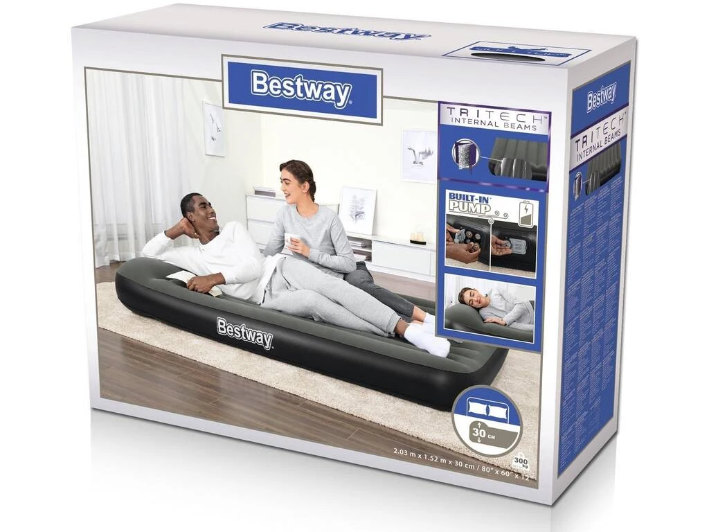 Colchón Flocado de 203x152x30 cm. con Hinchador Eléctrico Bestway 67930 Colchón Flocado De 203x152x30 Cm. Con Hinchador Eléctrico Bestway 67930 -Niños Juguetes Tienda 1999963239g08