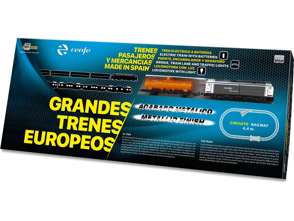 Tren Mercancías Renfe Metálico con Luz, Puente y Encarrilador Pequetren 526 Tren Mercancías Renfe Metálico Con Luz, Puente Y Encarrilador Pequetren 526 -Niños Juguetes Tienda 1999964138g00