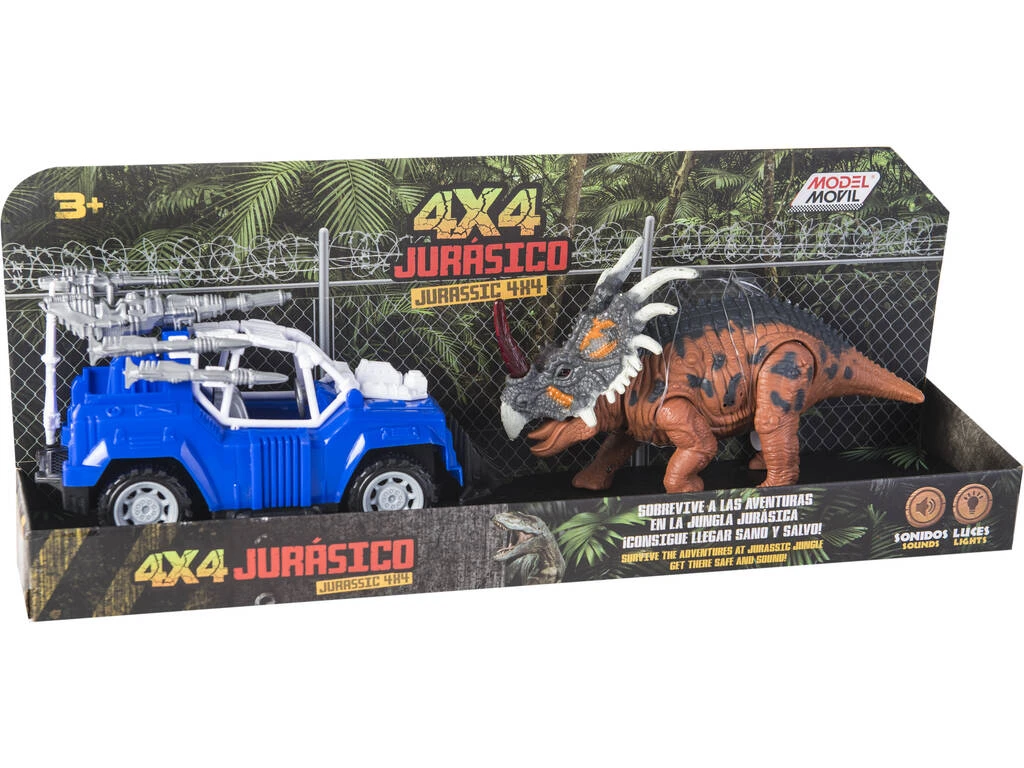 Set Vehículo Todoterreno Azul y Triceratops con Luces y Sonidos Set Vehículo Todoterreno Azul Y Triceratops Con Luces Y Sonidos -Niños Juguetes Tienda 1999967486g00
