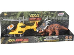 Set Helicóptero Amarillo Y Triceratops Con Luces Y Sonidos