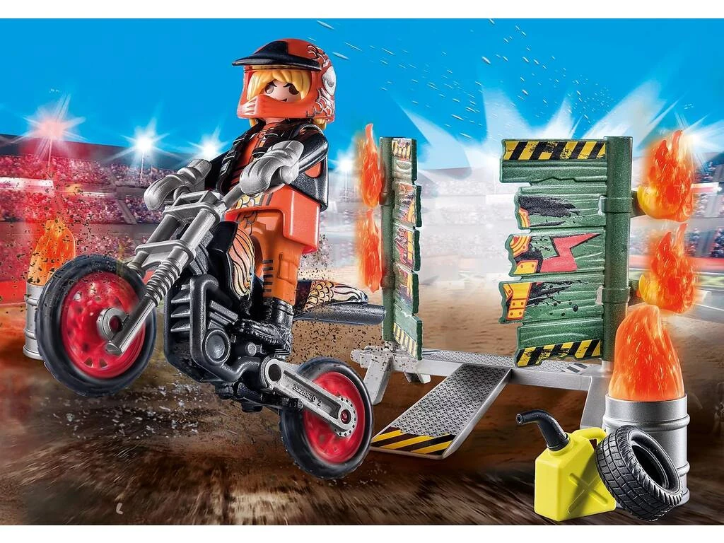 Playmobil Starter Pack Stunt Show Moto con Pared de Fuego 71256 Playmobil Starter Pack Stunt Show Moto Con Pared De Fuego 71256 -Niños Juguetes Tienda 1999968597g01