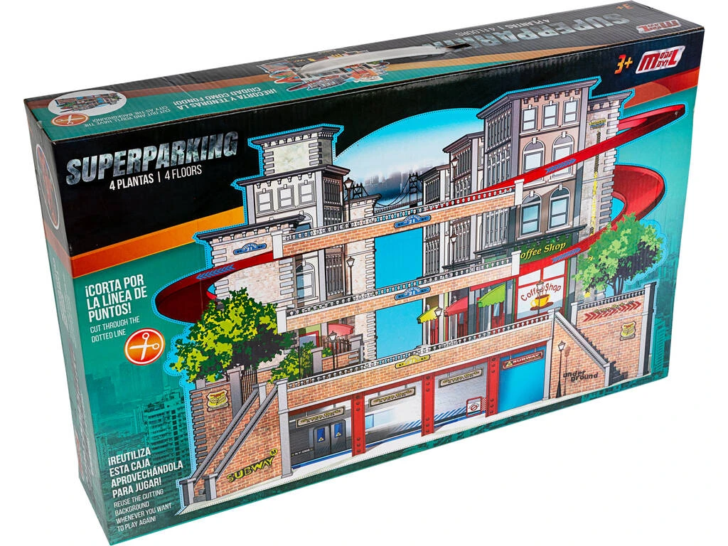 Parking 4 Alturas Con 2 Vehiculos + 1 Helicóptero 32x44x27 cm Parking 4 Alturas Con 2 Vehiculos + 1 Helicóptero 32x44x27 Cm -Niños Juguetes Tienda 61984g01